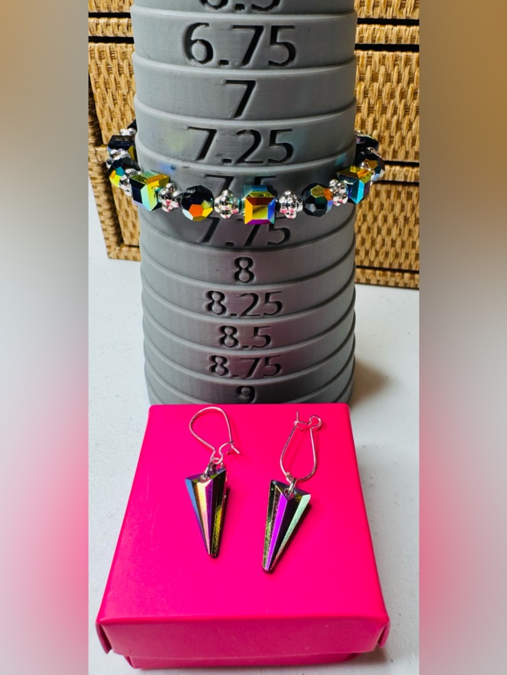 Aurora borealis bracelet and earrings set